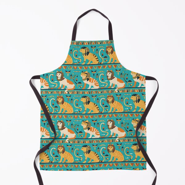 Item preview, Horizontal Stripes of Golden Egyptian Cats and Intricate Hieroglyphs Form a Repeating and Historically Themed Border Pattern designed and sold by ArtifactVault.