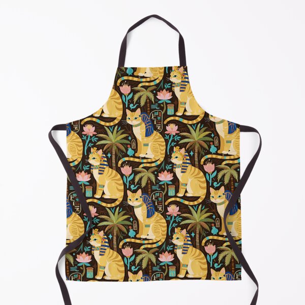 Item preview, Golden Egyptian Cats with Pharaonic Headpieces Amidst Lush Palms and Lotus Flowers in an Exotic and Vibrant Scene designed and sold by ArtifactVault.