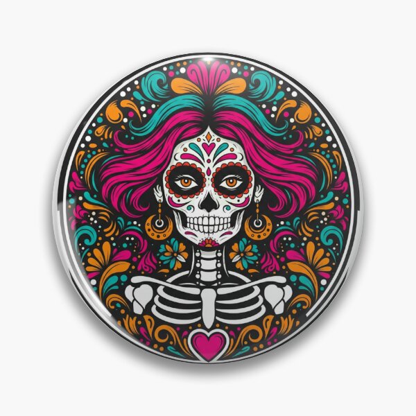 Item preview, Vibrant Sugar Skull Calavera - Day of the Dead Celebration Art designed and sold by DropRomance.