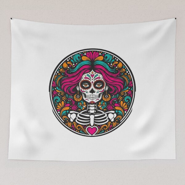 Item preview, Vibrant Sugar Skull Calavera - Day of the Dead Celebration Art designed and sold by DropRomance.