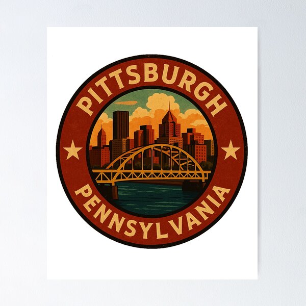 Item preview, pittsburgh pa vintage travel art emblem designed and sold by AddlPoolart.