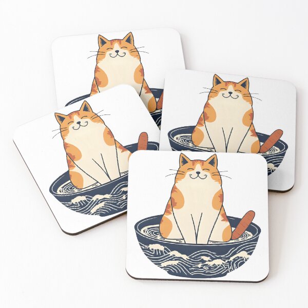 Item preview, The great wave ramen cat designed and sold by Denya4Design.