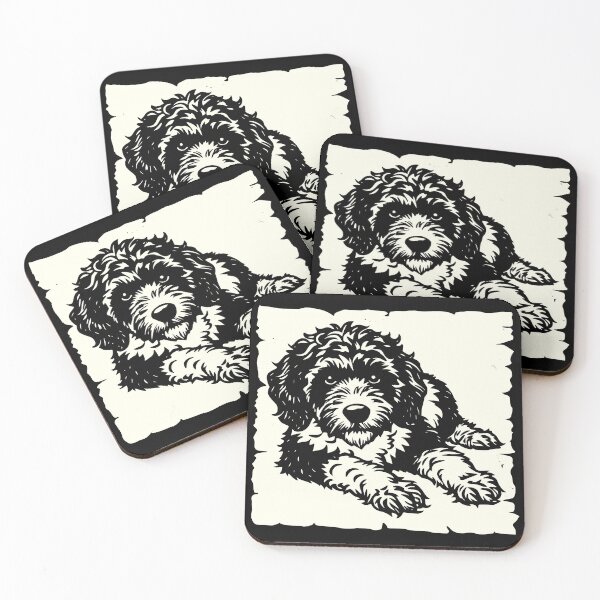Item preview, The dog on the black. Goldendoodle designed and sold by ANVivid.