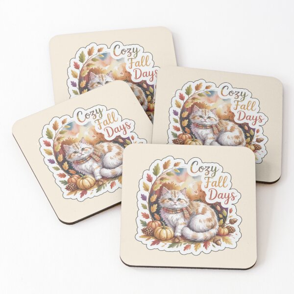 Item preview, Cozy Fall Days | Cute Autumn Cat with Pumpkin & Leaves designed and sold by Nuist25.
