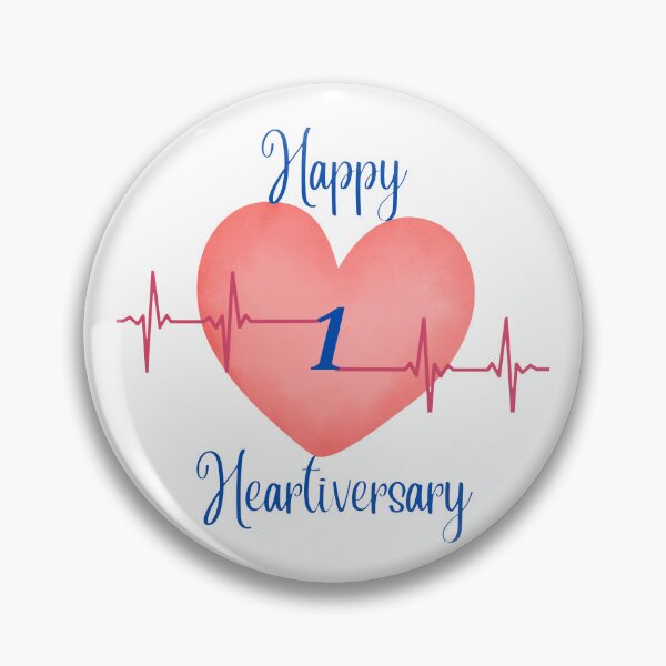 Item preview, Happy first Heartiversary Blue ticker  designed and sold by GlenpyDesign.