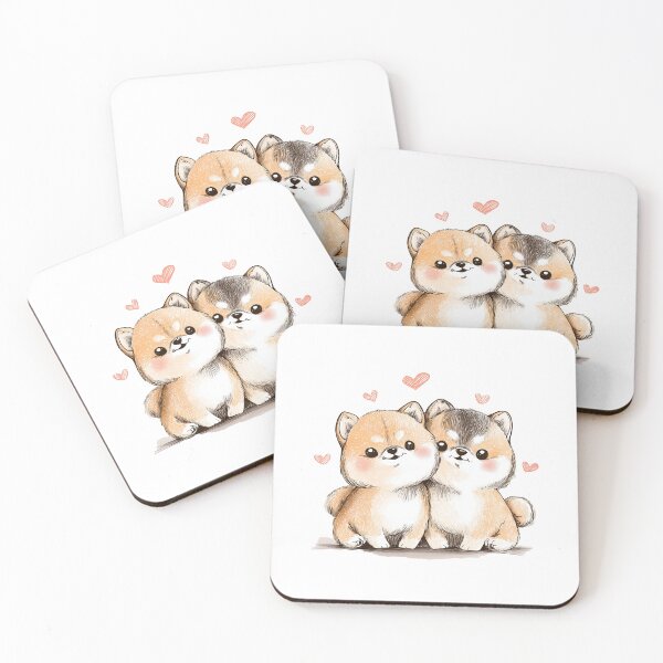 Item preview, Kawaii Shiba Inu Duo – Puppy Pals designed and sold by newnomads-art.