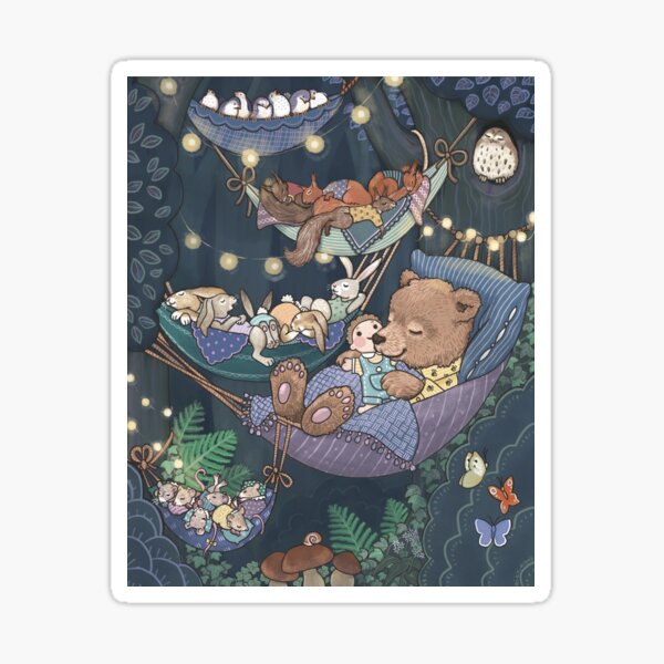 Item preview, Sleeping animals in the woods. Illustration to Astrid Lindgren's Children's Book "No, I Don't Want to Go to Bed!" designed and sold by youralexmanz.