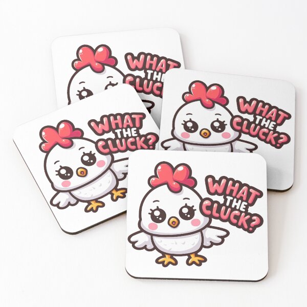 Item preview, What the Cluck? - Funny Kawaii Chicken with Surprised Face and Word Game, Kawaii Pun. designed and sold by SketchOnScreen.