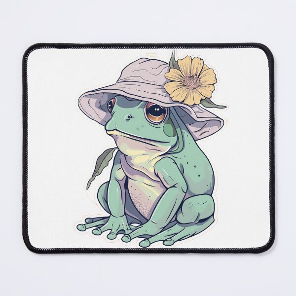 Item preview, Kawaii Frog Sticker - Whimsical Frog with Bucket Hat & Flower - Weirdcore Aesthetic designed and sold by NADARTDOM.