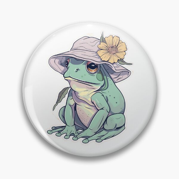 Item preview, Kawaii Frog Sticker - Whimsical Frog with Bucket Hat & Flower - Weirdcore Aesthetic designed and sold by NADARTDOM.