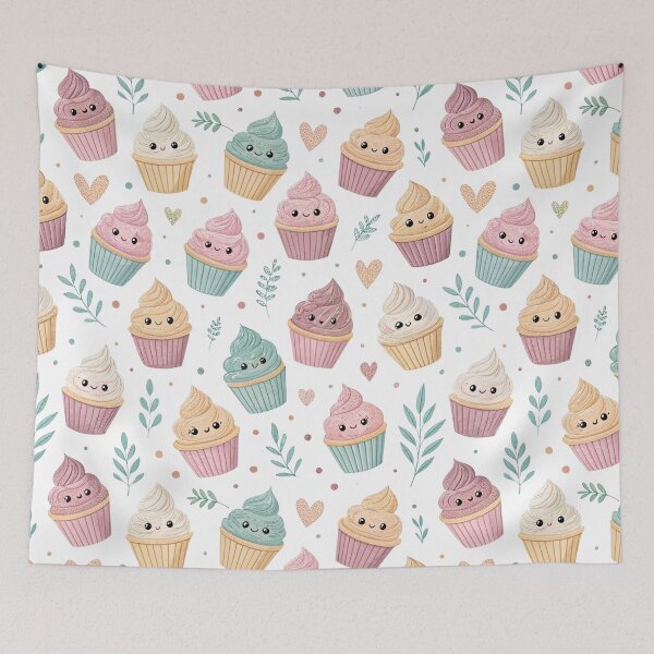 Item preview, Kawaii Cupcake Pattern with Pastel Colors designed and sold by joycrysstudio.