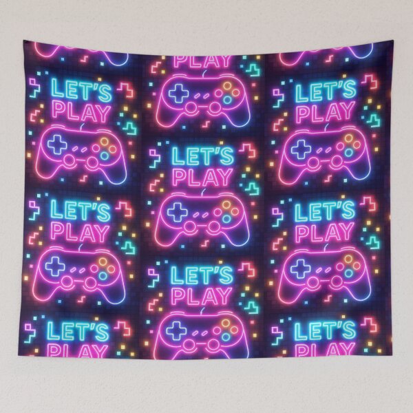 Item preview, Let’s Play Neon Pixel Controller – Retro Gaming Design with 8-Bit Glow designed and sold by Psycho-Crazy.