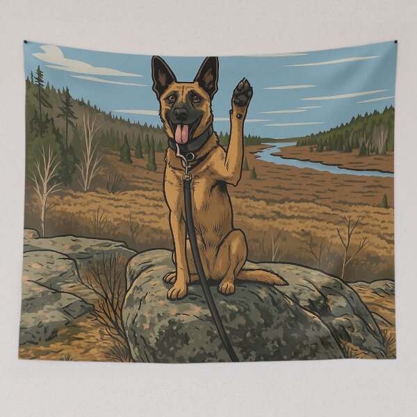 Item preview, Trail Boss Salute | Malinois on the Rocks Wilderness Art designed and sold by TrailThrottleCo.