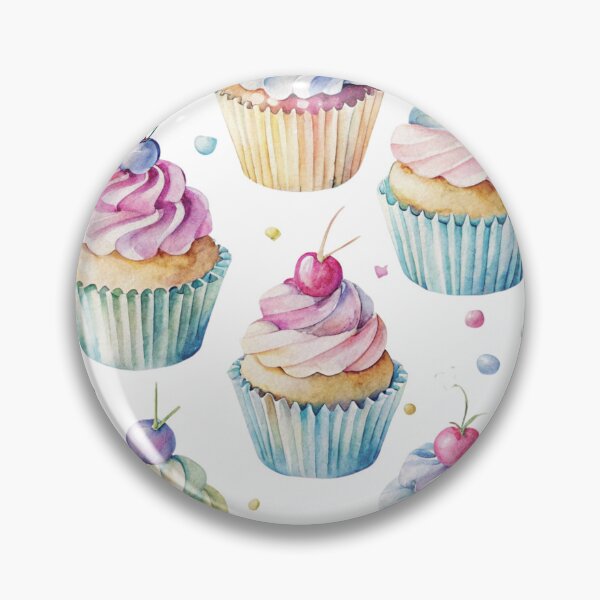 Item preview, Watercolor Cupcake Pattern with Cherries designed and sold by joycrysstudio.