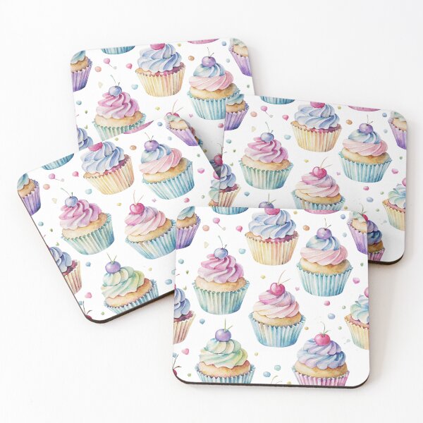 Item preview, Watercolor Cupcake Pattern with Cherries designed and sold by joycrysstudio.