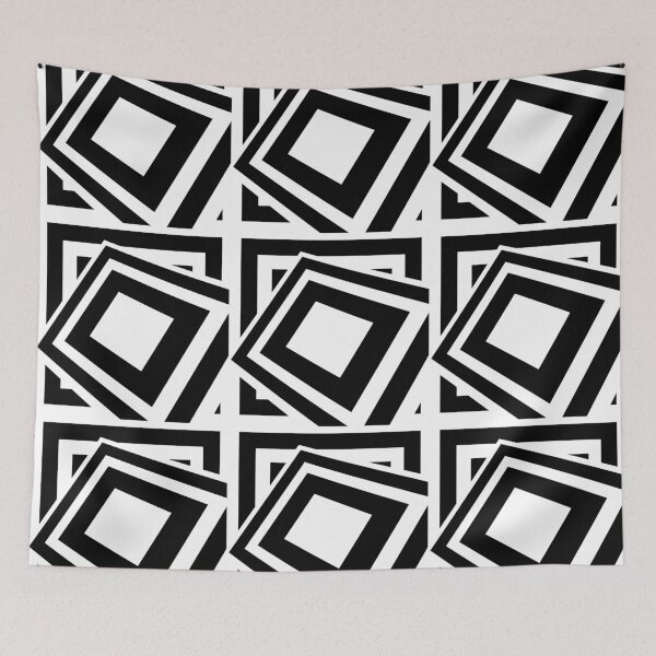 Item preview, 1960's Mod Squares in Black and White - Retro Abstract designed and sold by MellowCat.