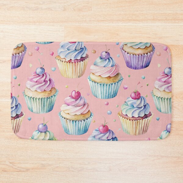 Item preview, Watercolor Cupcake Pattern with Cherries designed and sold by joycrysstudio.