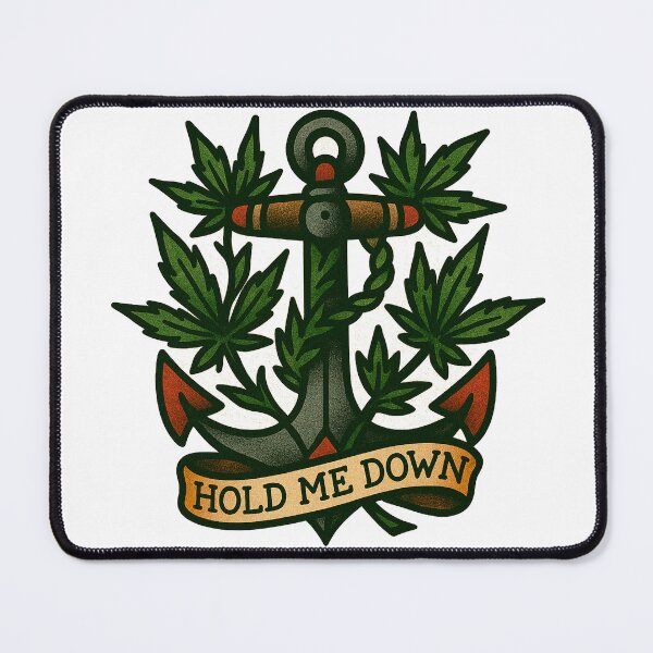 Item preview, Hold Me Down – Cannabis Anchor Tattoo Design designed and sold by Wake and Bake.