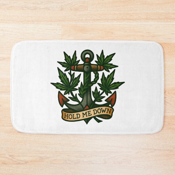 Item preview, Hold Me Down – Cannabis Anchor Tattoo Design designed and sold by Wake and Bake.