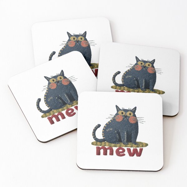 Item preview, Embroidered Cat style -  Chubby Blue Cat with “Mew” Text & Whimsical Vibe designed and sold by NADARTDOM.