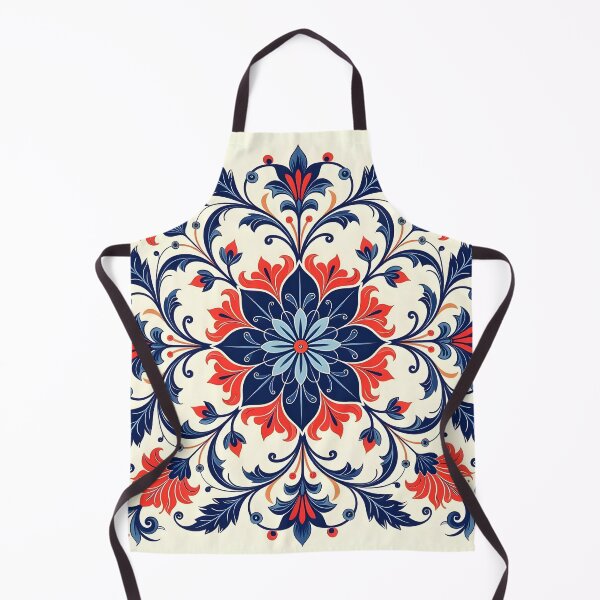 Item preview, Folk Art Mandala Red Blue Floral Pattern designed and sold by simaso.