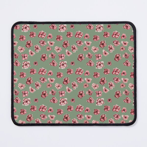 Item preview, Red and Pink Watercolor Floral Pattern – Painterly Blooms on Sage Green designed and sold by goodforsoulart.