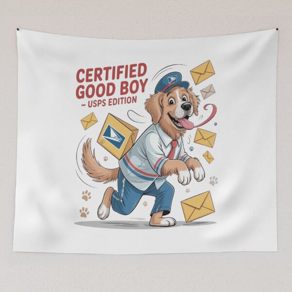 Item preview, Certified Good Boy – Funny USPS Golden Retriever Cartoon designed and sold by Petpixy.