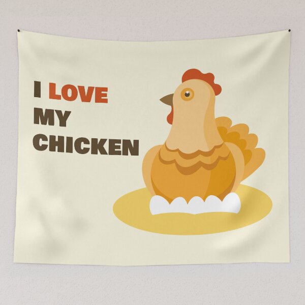 Item preview,  Love My Chicken – Minimal Hen Illustration Sitting on Eggs in Nest designed and sold by EmeraldeaArt.