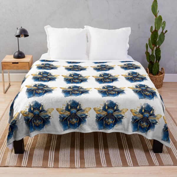 Item preview, Cosmic Blue Bee with Gold Accents | Nature and Pollinator Art designed and sold by Kollibri.