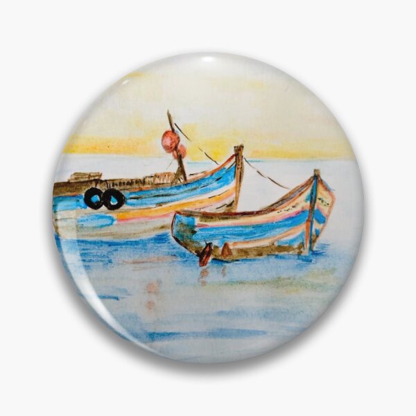 Item preview, Colorful Fishing Boats on the Bay Original Watercolor  designed and sold by GwendolynLee.