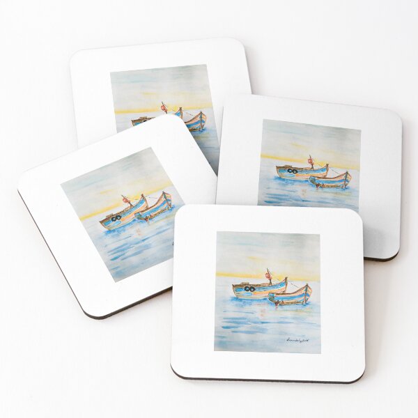 Item preview, Colorful Fishing Boats on the Bay Original Watercolor  designed and sold by GwendolynLee.