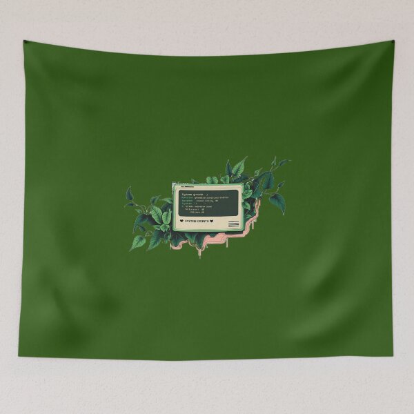Item preview, Surreal Minimalist Tech-Nature Tee – Retro Error Dialog + Glitch Vines designed and sold by UmcommonGoods.