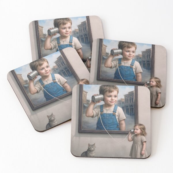 Item preview, Little Kids Talking On a Retro Tin Can Telephone designed and sold by Maria Dryfhout.