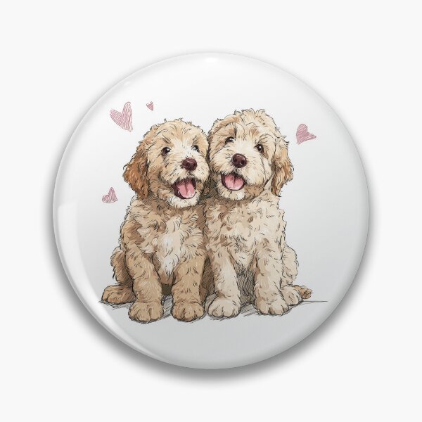 Item preview, Goldendoodle Puppy Pair – Cute Fluffy Dog Pals designed and sold by newnomads-art.