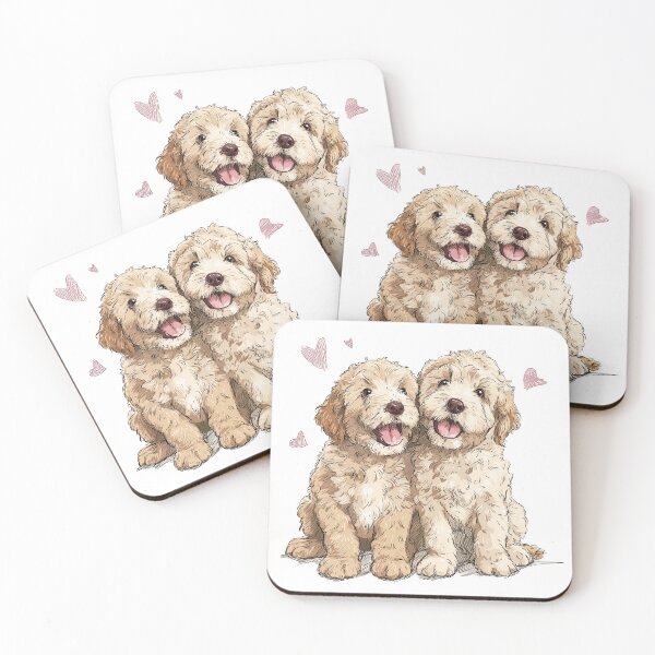 Item preview, Goldendoodle Puppy Pair – Cute Fluffy Dog Pals designed and sold by newnomads-art.