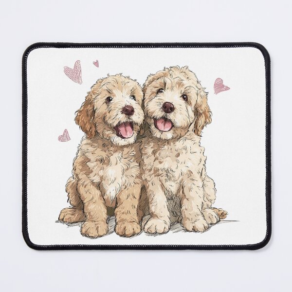 Item preview, Goldendoodle Puppy Pair – Cute Fluffy Dog Pals designed and sold by newnomads-art.