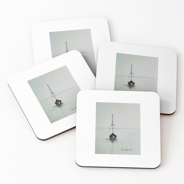 Item preview, Sailboat silhouette original watercolor painting  designed and sold by GwendolynLee.