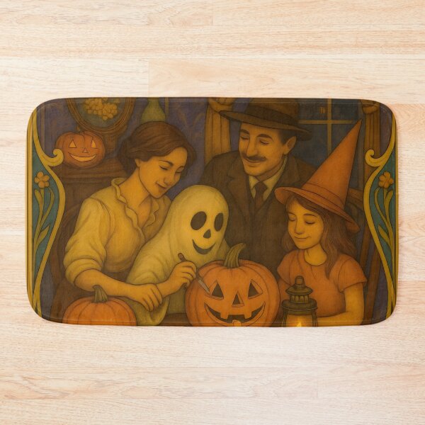 Item preview, Vintage Family Carves Jack-o’-Lantern on Halloween Night designed and sold by Stickteez.