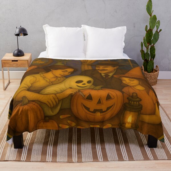 Item preview, Vintage Family Carves Jack-o’-Lantern on Halloween Night designed and sold by Stickteez.