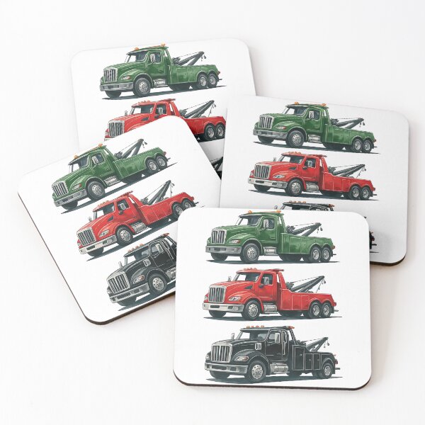 Item preview, Tow Truck Trio Realistic Illustration of Heavy Vehicles designed and sold by ArtfulWeave.