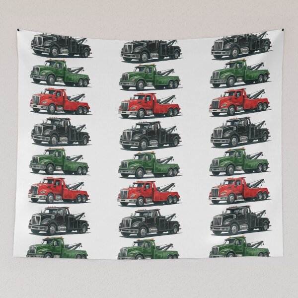 Item preview, Tow Truck Trio Realistic Illustration of Heavy Vehicles designed and sold by ArtfulWeave.