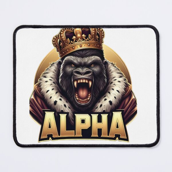 Item preview, Alpha Gorilla – Majestic Royal Ape with Crown & Bold “ALPHA” designed and sold by UmcommonGoods.