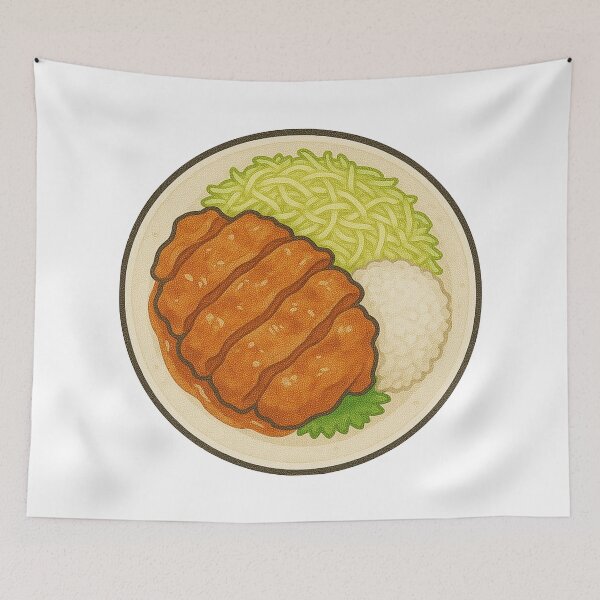 Item preview, Shogayaki Pork with Rice and Cabbage – Japanese Lunch Plate Art designed and sold by Vendeloc.