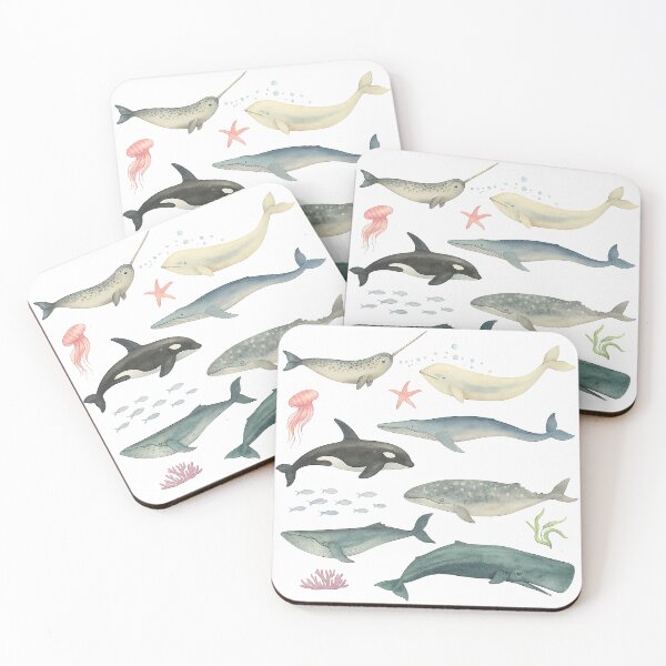 Item preview, Whale and Ocean Friends Watercolor Sea Life Collection designed and sold by ArtfulWeave.