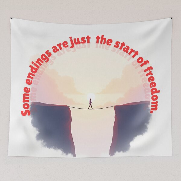 Item preview, Minimalist Emotional Art – “Some Endings Are Just the Start of Freedom” Quote designed and sold by TeeTantra.