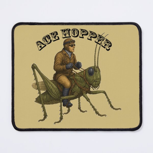 Item preview, Vintage Pilot Riding on the Back of a Giant Grasshopper URM designed and sold by urmaddad.