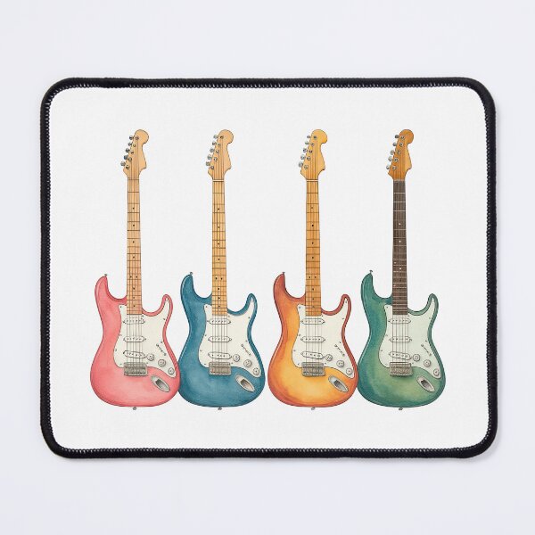 Item preview, Colorful Electric Guitars Illustration Set for Music Lovers designed and sold by ArtfulWeave.
