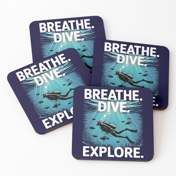Item preview, Sea Explorer Turquoise  Glow Scuba Diver  T‑Shirt – Breathe Dive Explore  designed and sold by al21ex.