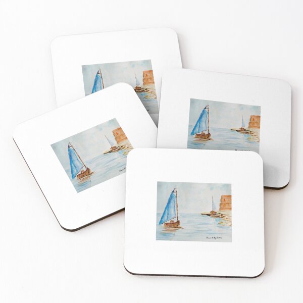 Item preview, Sailboats by the Oudeya Original Watercolor designed and sold by GwendolynLee.