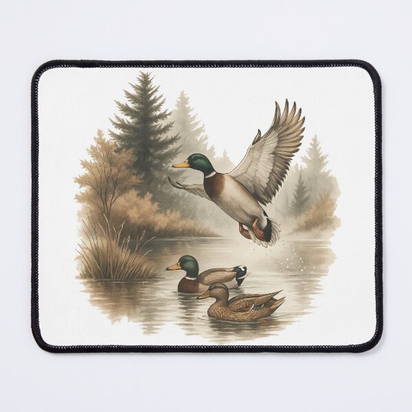 Item preview, Mallard Ducks in Forest Lake Scene Nature Illustration designed and sold by ArtfulWeave.